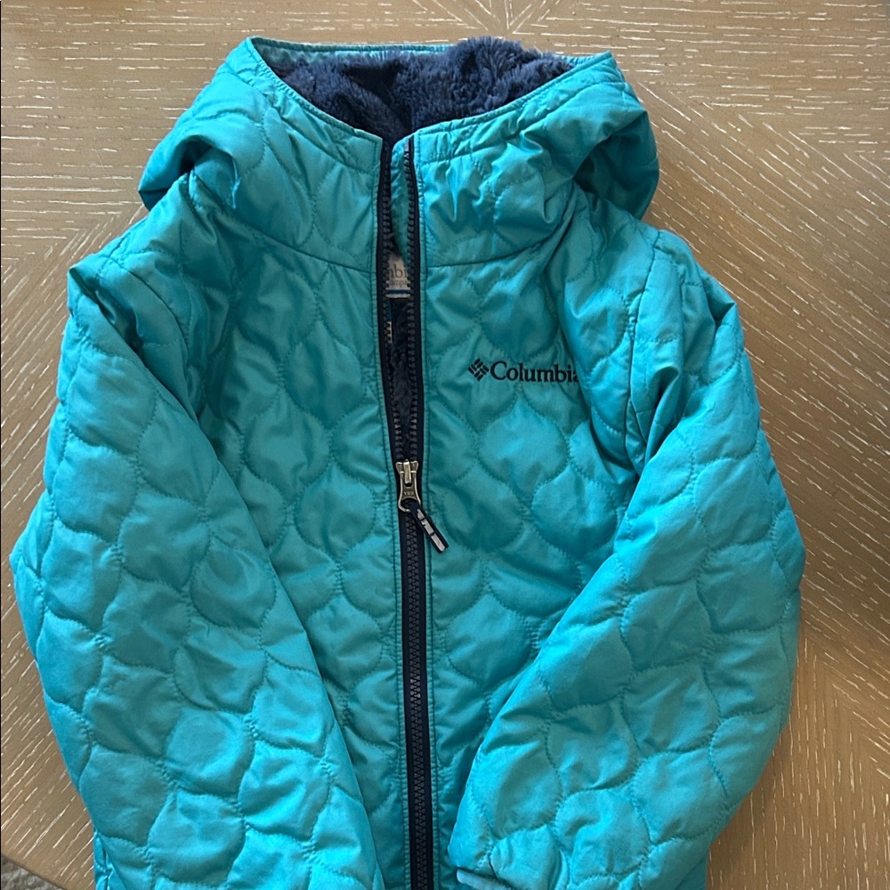 Columbia Turquoise Quilted Hooded Jacket